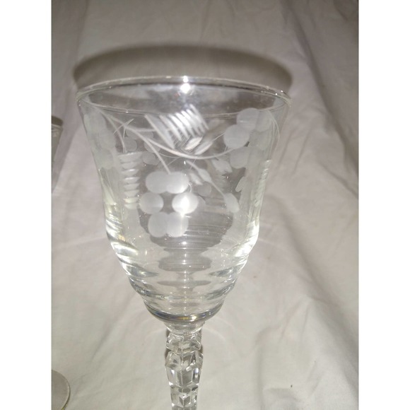 Libbey rock Sharpe Halifax floral blossoms Sherry/wine goblets (set of 4) - Picture 4 of 5